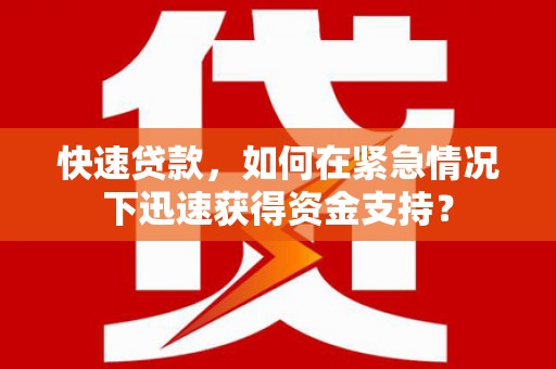 阿拉善左旗快速贷款，如何在紧急情况下迅速获得资金支持？