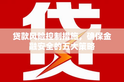 阿拉善左旗贷款风险控制措施，确保金融安全的五大策略