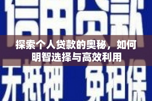 阿拉善左旗探索个人贷款的奥秘，如何明智选择与高效利用