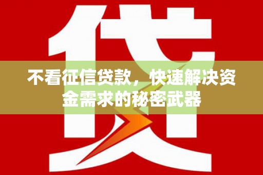 阿拉善左旗不看征信贷款，快速解决资金需求的秘密武器