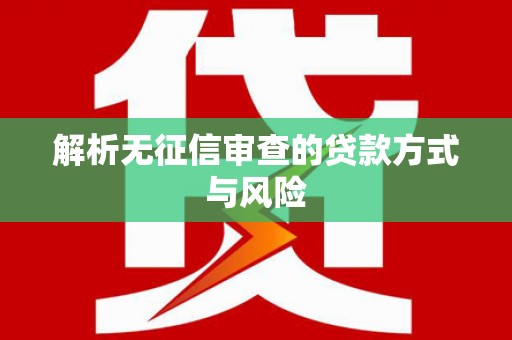 阿拉善左旗解析无征信审查的贷款方式与风险